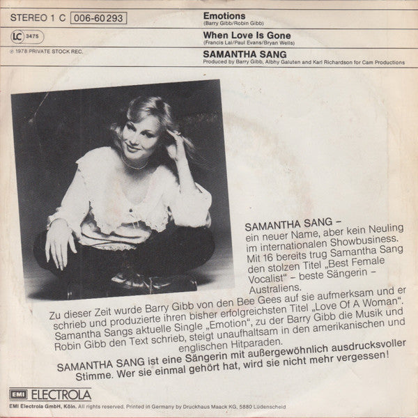 Samantha Sang : Emotions (7", Single)