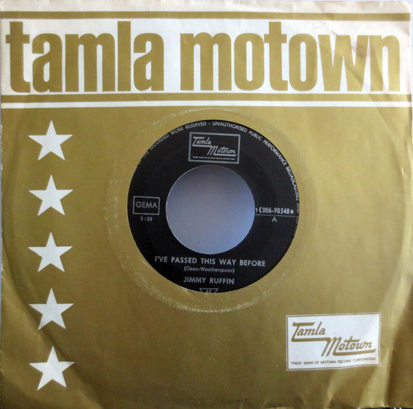 Jimmy Ruffin : I've Passed This Way Before / Tomorrow's Tears (7", Single, Mono)