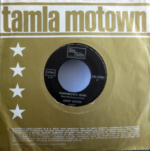 Jimmy Ruffin : I've Passed This Way Before / Tomorrow's Tears (7", Single, Mono)