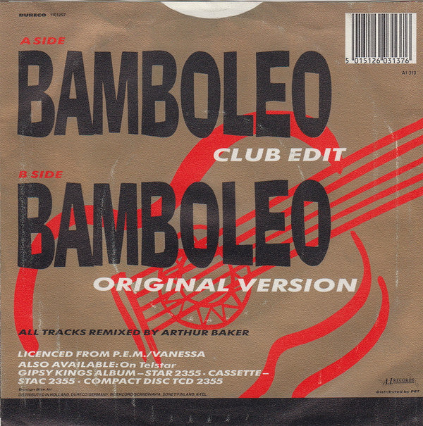 Gipsy Kings : Bamboleo (The Arthur Baker Remixes) (7", Single)