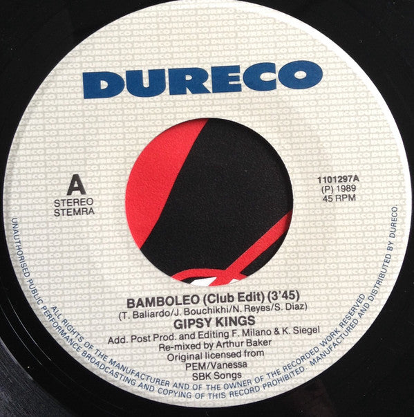 Gipsy Kings : Bamboleo (The Arthur Baker Remixes) (7", Single)