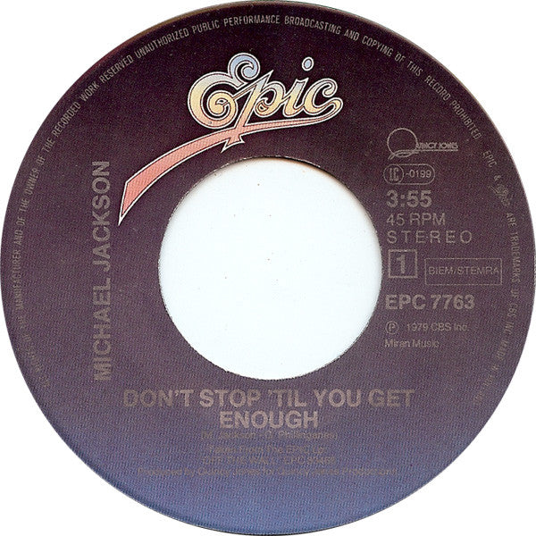 Michael Jackson : Don't Stop 'Til You Get Enough (7", Single)