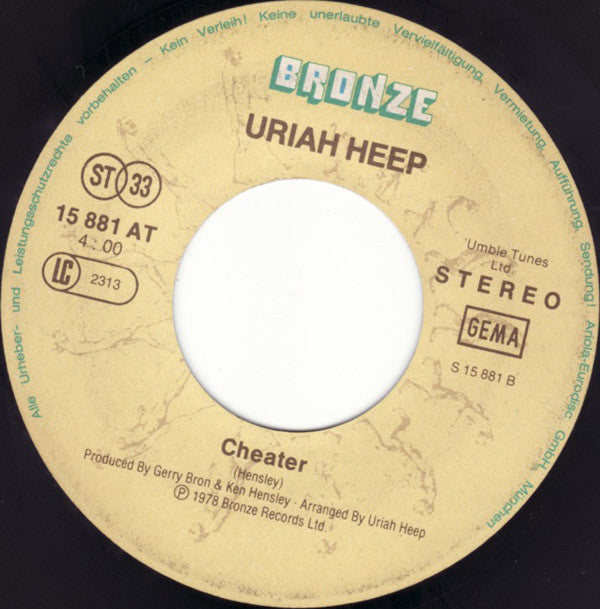 Uriah Heep : Come Back To Me (7", Single)