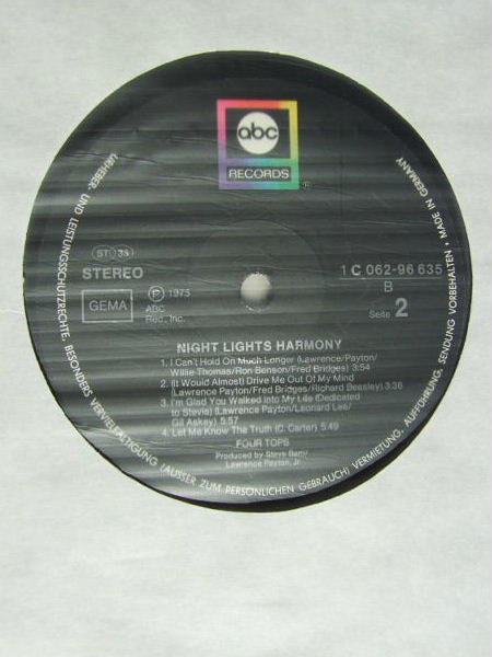 Four Tops : Night Lights Harmony (LP, Album)