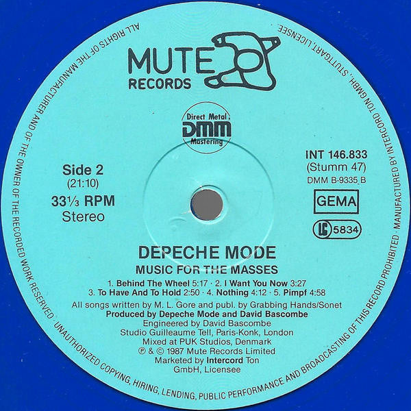 Depeche Mode : Music For The Masses (LP, Album, Blu)