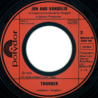 Jon And Vangelis* : I Hear You Now (7", Single)