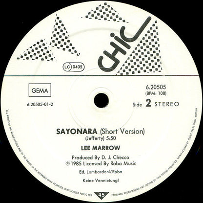 Lee Marrow : Sayonara (Don't Stop...) (12", Maxi)