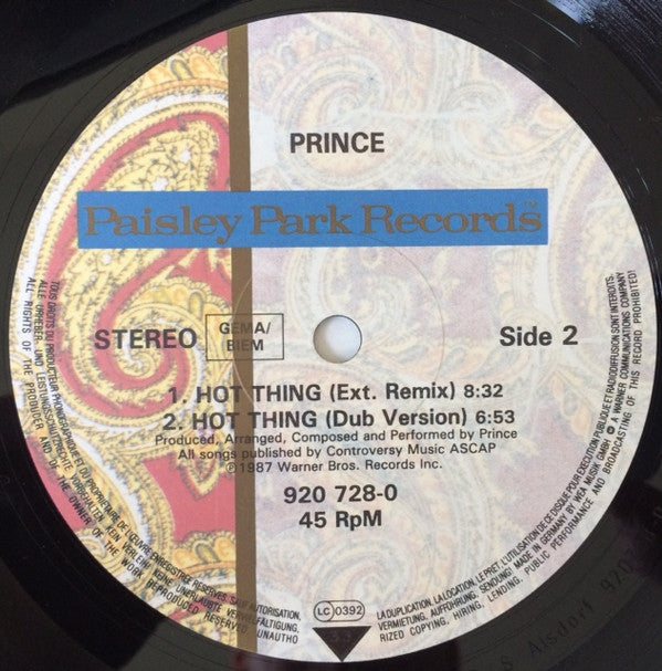 Prince : I Could Never Take The Place Of Your Man (12", Single)