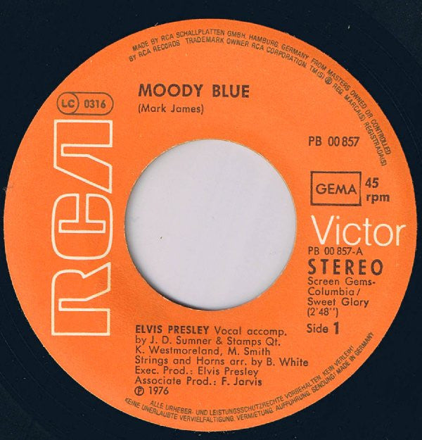 Elvis* : Moody Blue (7", Single)