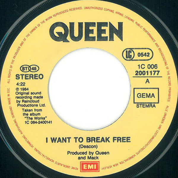 Queen : I Want To Break Free (7", Single)