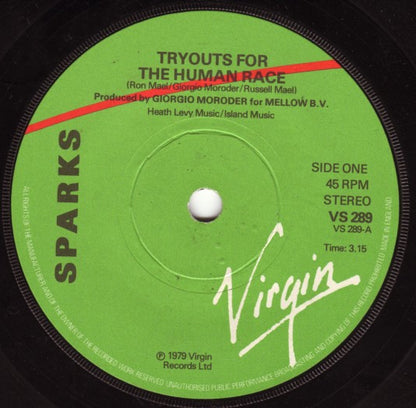 Sparks : Tryouts For The Human Race (7", Single)