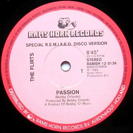 The Flirts : Passion (Special R.E.M.I.X.E.D. Disco Version) (12")