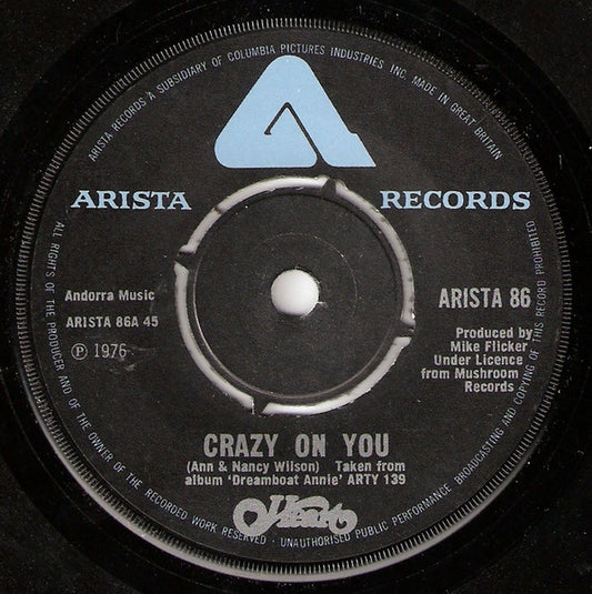 Heart : Crazy On You (7", Single)