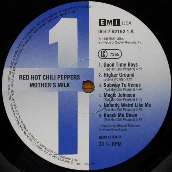 Red Hot Chili Peppers : Mother's Milk (LP, Album)