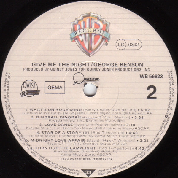 George Benson : Give Me The Night (LP, Album)