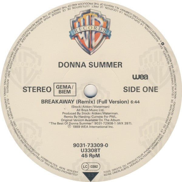 Donna Summer : Breakaway (Remix) (12", Maxi)