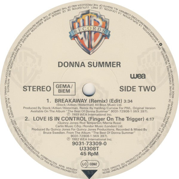 Donna Summer : Breakaway (Remix) (12", Maxi)