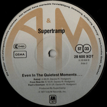 Supertramp : Even In The Quietest Moments... (LP, Album)