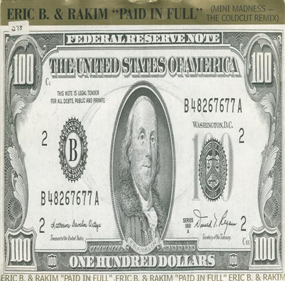 Eric B. & Rakim : Paid In Full (Mini Madness - The Coldcut Remix) (7", Single, Sil)