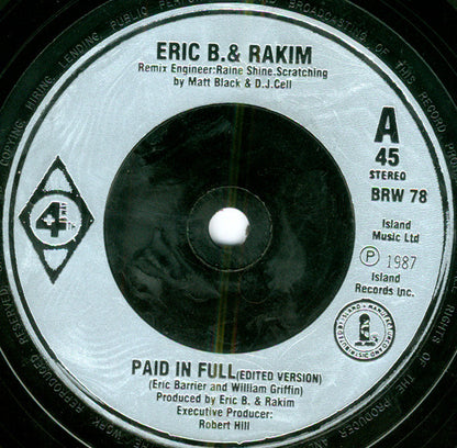 Eric B. & Rakim : Paid In Full (Mini Madness - The Coldcut Remix) (7", Single, Sil)