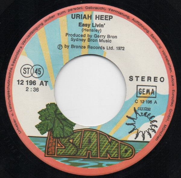 Uriah Heep : Easy Livin' / Gypsy (7", Single)