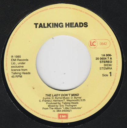 Talking Heads : The Lady Don't Mind (7", Single)