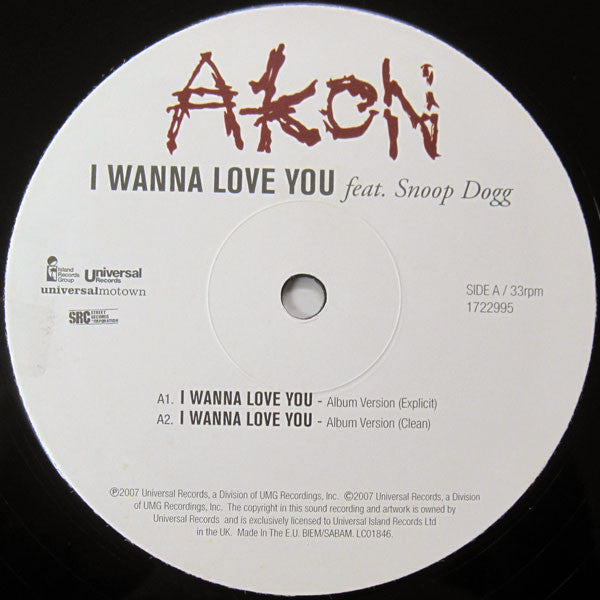 Akon Feat. Snoop Dogg : I Wanna Love You (12")