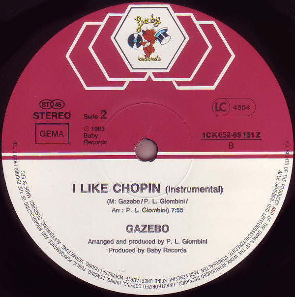 Gazebo : I Like Chopin (12", Maxi)