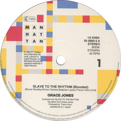 Grace Jones : Slave To The Rhythm (12", Single)