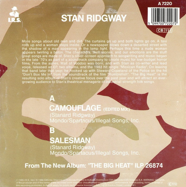 Stan Ridgway : Camouflage (7", Single)