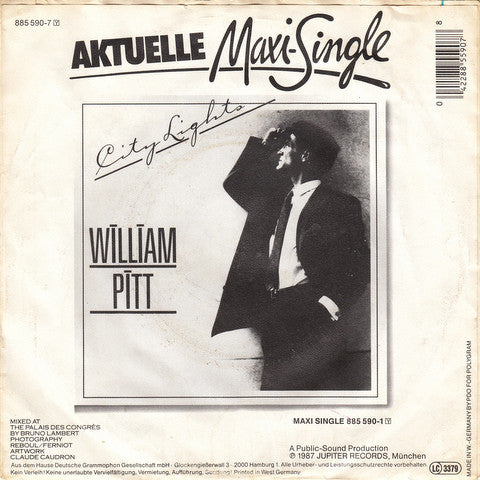 William Pitt : City Lights (7", Single, Inj)