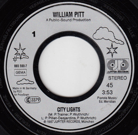 William Pitt : City Lights (7", Single, Inj)