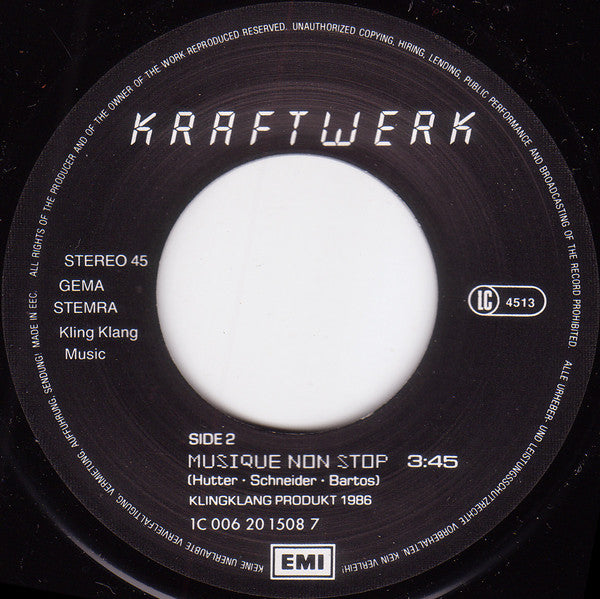 Kraftwerk : Musique Non Stop (7", Single)