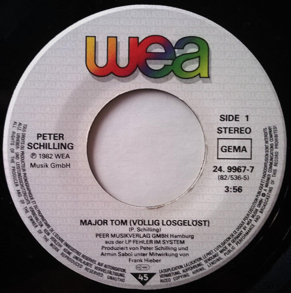 Peter Schilling : Major Tom (Völlig Losgelöst) (7", Single)