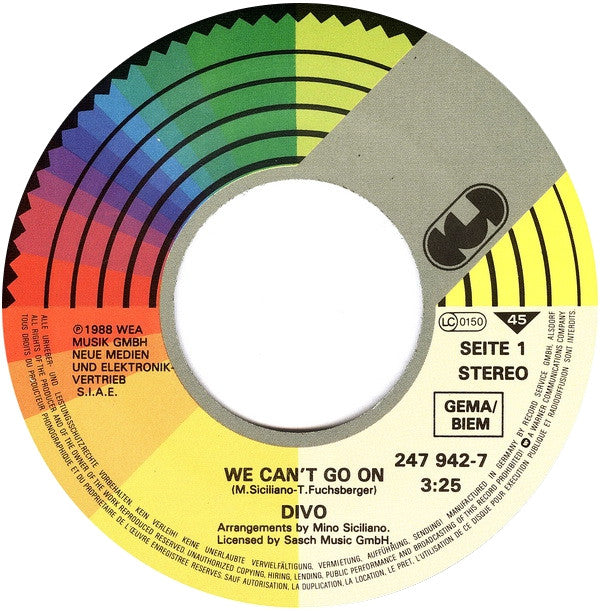 Divo : We Can't Go On (7", Single)