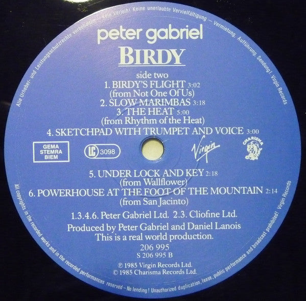 Peter Gabriel : Birdy · Music From The Film (LP, Album)