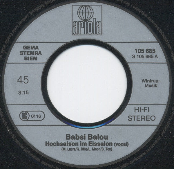 Babsi Balou : Hochsaison Im Eissalon (7", Single)