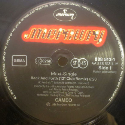 Cameo : Back And Forth (12", Maxi)