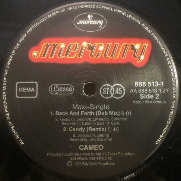 Cameo : Back And Forth (12", Maxi)