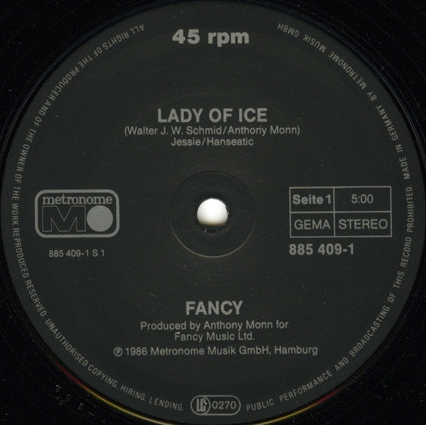 Fancy : Lady Of Ice (12", Maxi)