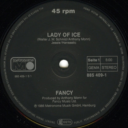 Fancy : Lady Of Ice (12", Maxi)