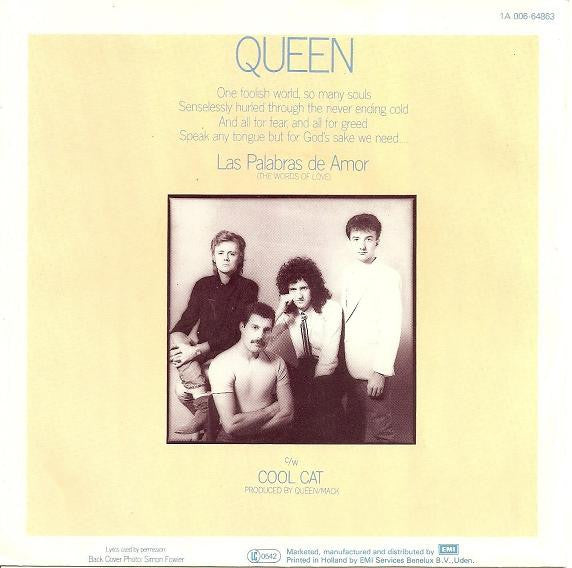 Queen : Las Palabras De Amor (The Words Of Love) (7", Single)