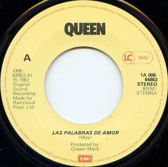 Queen : Las Palabras De Amor (The Words Of Love) (7", Single)