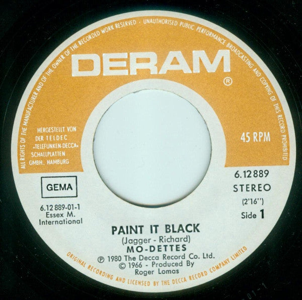 Mo-Dettes : Paint It Black (7", Single)