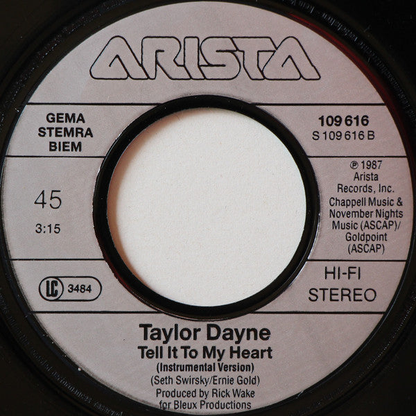 Taylor Dayne : Tell It To My Heart (7", Single)