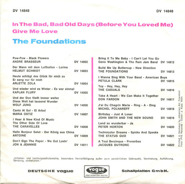 The Foundations : In The Bad, Bad Old Days (7", Single)