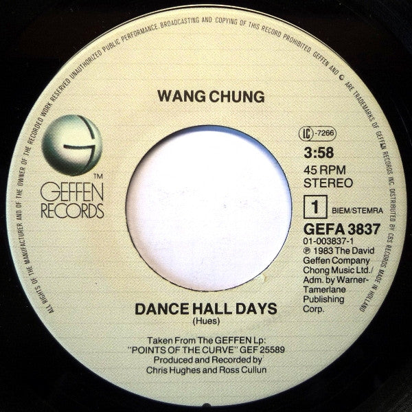 Wang Chung : Dance Hall Days (7", Single)