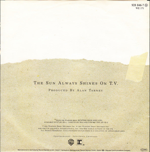 a-ha : The Sun Always Shines On T.V. (7", Single)