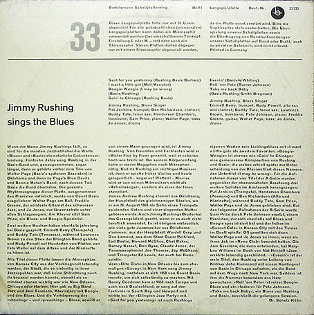 Jimmy Rushing : Sings The Blues (10", Comp, Ltd)