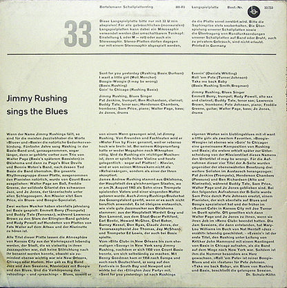 Jimmy Rushing : Sings The Blues (10", Comp, Ltd)